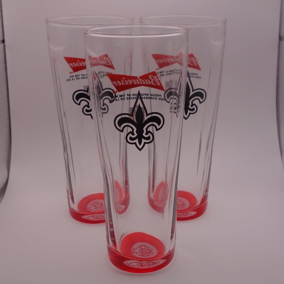 Set of Three New Orleans Saints Budweiser Proud Sponsor of the NFL Beer Glasses - Picture 1 of 9